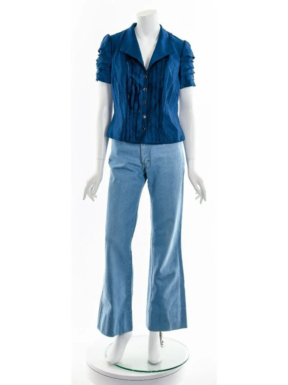 Blue Ruffle Button Up Jacket - Picture 4 of 10